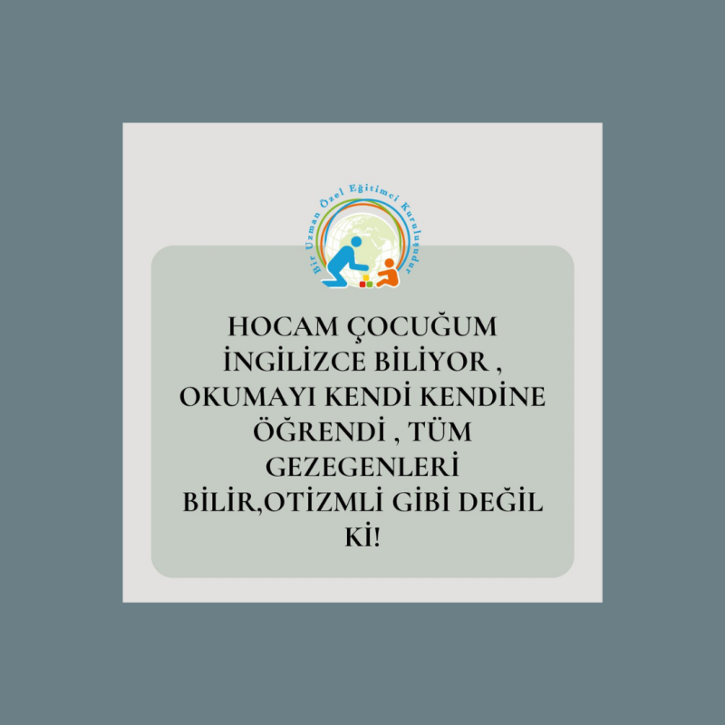 Hocam, Çocuğum İngilizce Biliyor, Okumayı Kendi Kendine Öğrendi, Tüm Gezegenleri Bilir, Otizmli Gibi Değil ki!